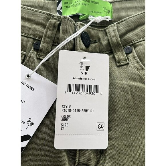 Free People x SANDRINE ROSE Women's Sz 24 Army Green Skinny Jeans NWT - Picture 6 of 12